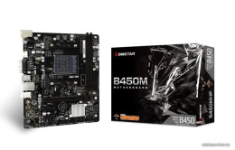 Материнская плата Biostar B450MHP Ver. 6.1 mATX, 17.4x 22.6 см, AMD B450, 2xDDR4 DIMM, 3200МГц, до 64 Гб, звук 7.1, 4xSATA3.0 6Gb/s , 2xPCIe2.0x1, 1xPCIe 3.0x16