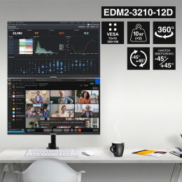 Кронштейн для двух мониторов 13"-32" настольный ExeGate EDM2-3210-12D (VESA 75x75, 100x100, макс.нагрузка 2х10 кг, наклон -45°/+45°, поворот -45°/+45°, регулировка по высоте, цвет черный) EX300168RUS