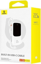 Внешний аккумулятор Baseus PPQDP10 (P10067101213-00) Qpow Pro+ Digital Display Fast Charge Power Bank 10000mAh 22.5W Type-C Edition Moon White