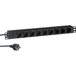 Блок розеток ExeGate ServerPro PDU-19H902 Al-9S-EU1.8CU, 19, 1U, алюминий, 9Schuko, евро, 1.8м 280848
