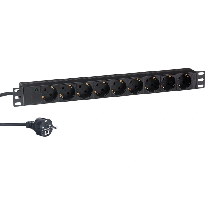 Блок розеток ExeGate ServerPro PDU-19H902 Al-9S-EU1.8CU, 19, 1U, алюминий, 9Schuko, евро, 1.8м 280848