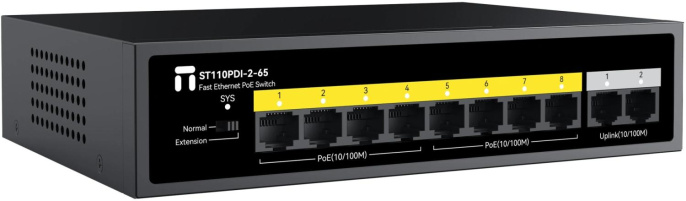 Коммутатор Netis ST110PDI-2-65 L2 10x100Мбит/с 8PoE 65W неуправляемый