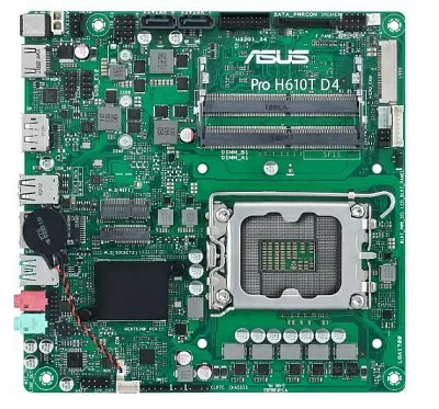 Материнская плата ASUS PRO H610T D4-CSM, LGA1700, B610, 2*DDR4, DP,HDMI, SATA 6.0, M.2, USB 3.2*2, USB 2.0*2, mITX; 90MB1AM0-M0EAYC