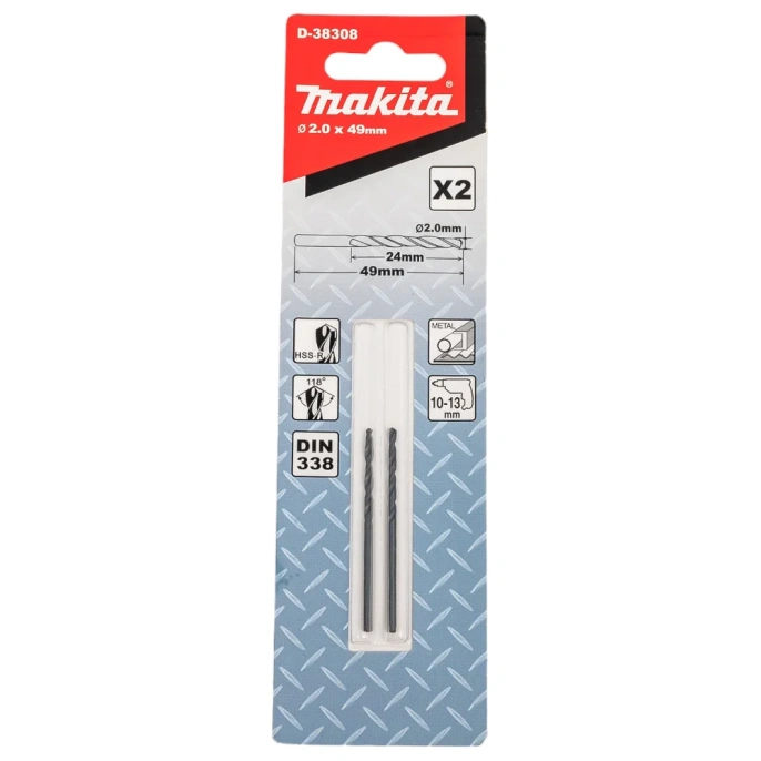 Сверло по металлу (2 шт; 2х49 мм; HSS-R) Makita D-38308