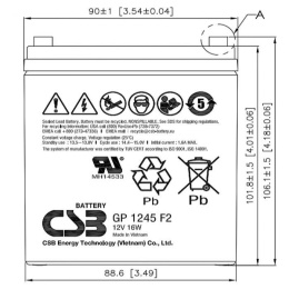 Батарея для ИБП CSB GP1245 12V16W 12В 4.5Ач