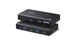Переключатель UGREEN AK502 75246 HDMI 4K@60Hz KVM Switch 2 In 1 Out. Цвет: черный