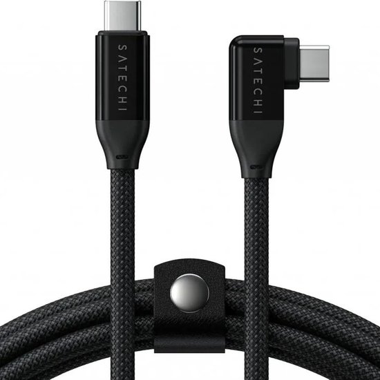 Кабель угловой вправо Satechi Right Angle 240W PD USB-C to USB-C Cable. Длина: 1м. Цвет: черный (AP-YCR100K)