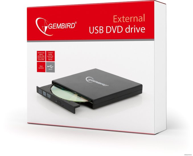 Оптический привод Gembird DVD-USB-02, черный 099240