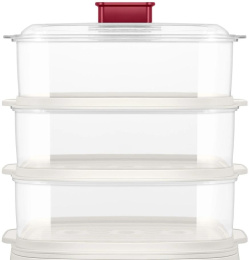 Пароварка KitFort КТ-6830,  белый и красный