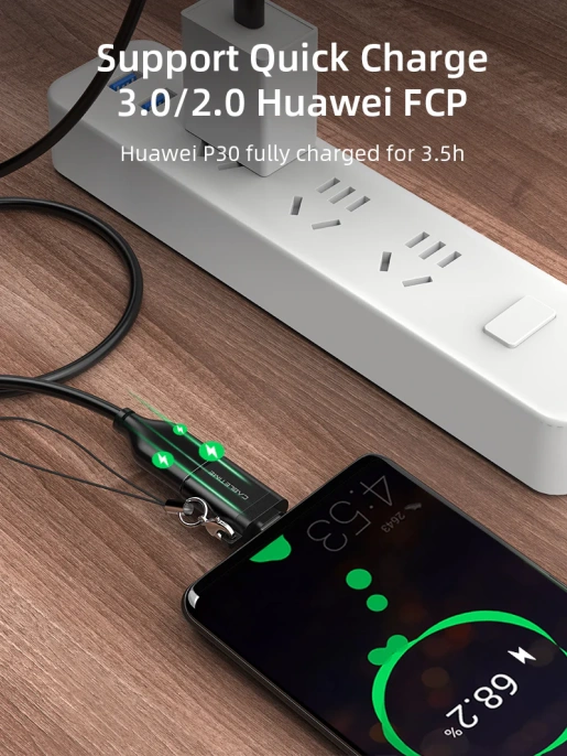 Адаптер CABLETIME CP71B (CT-OTG-CMAF-ABL) USB-C Male to USB3.0 A Female OTG С петлей для шнурка. Алюминий