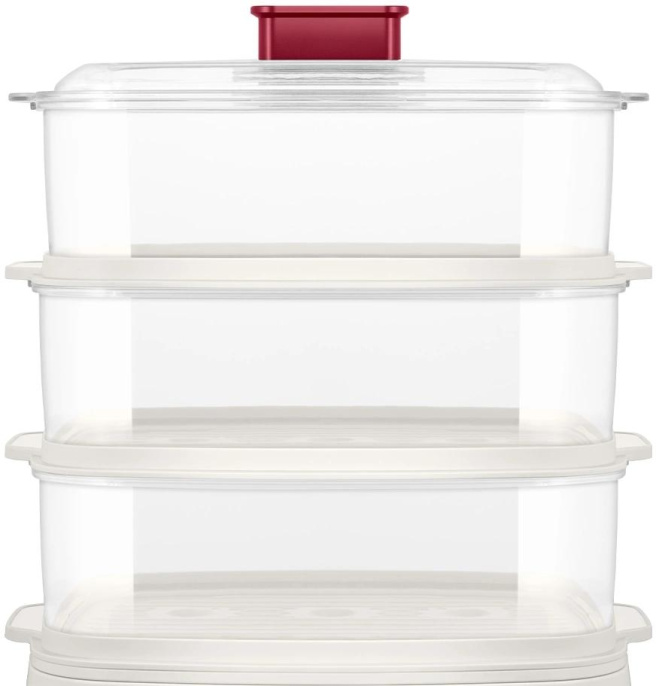 Пароварка KitFort КТ-6830,  белый и красный