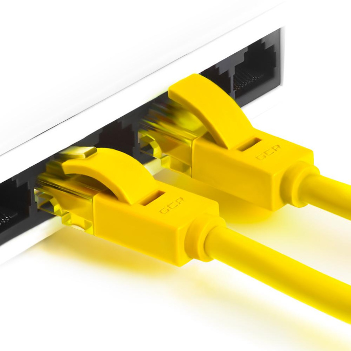 Greenconnect Патч-корд прямой 0.1m, UTP кат.5e, желтый, позолоченные контакты, 24 AWG, литой, GCR-LNC02-0.1m, ethernet high speed 1 Гбит/с, RJ45, T568B
