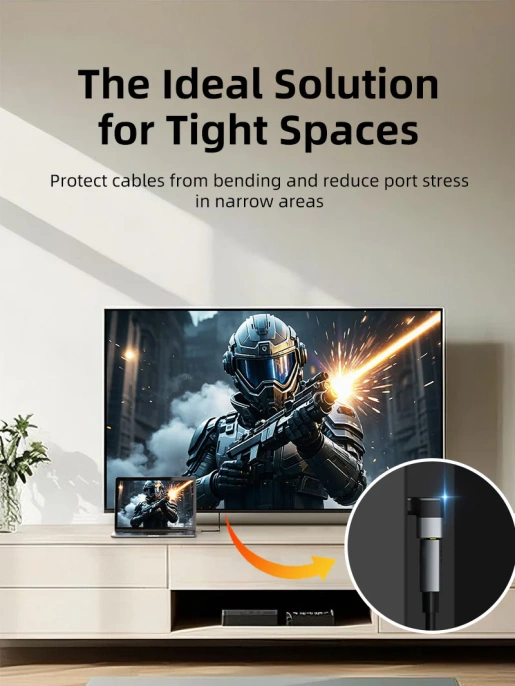 Угловой адаптер CABLETIME CP43G (CT-HMF8K-AGL) HDMI 8K HDMI 2.1 «папа-мама» — идеальное решение для ограниченного пространства