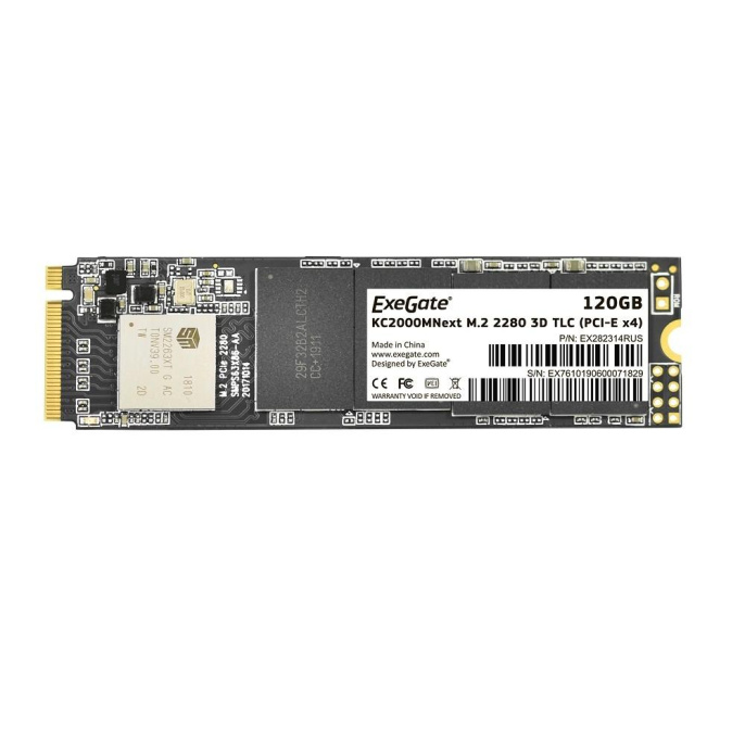 Накопитель SSD M.2 2280 120GB ExeGate Next KC2000TP120 PCIe Gen3x4, NVMe, 22x80mm, 3D TLC EX282314RUS