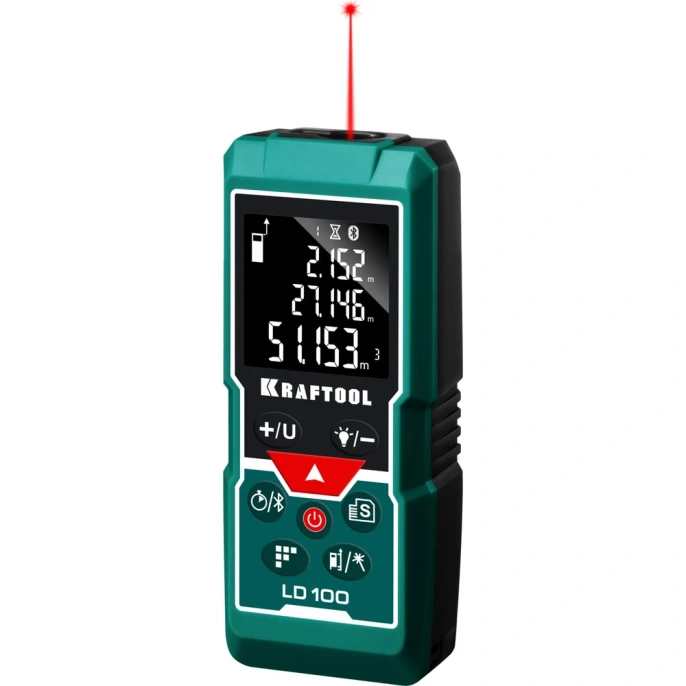 Лазерный дальномер Kraftool LD-100, 2 класс лазера, 650нм, луч красный [34765]