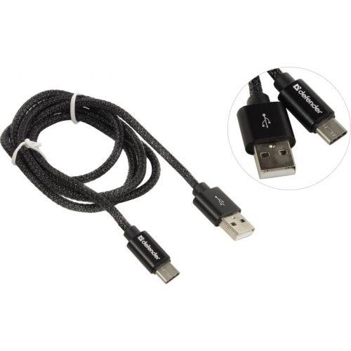 Defender USB кабель USB09-03T PRO USB2.0 Черный, AM-Type-C, 1m, 2.1A 87814