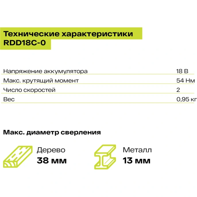 Бесщеточная дрель-шуруповерт Ryobi ONE+ HP RDD18C-0 5133004979