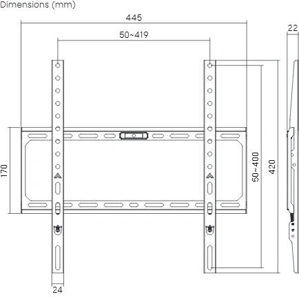 Кронштейн для телевизора ULTRAMOUNTS UM822, 32-75", настенный, фиксированный,  черный