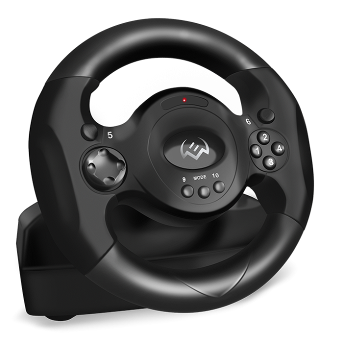 Руль SVEN GC-W300 педали, вибро, лепестки, D-pad, 10 кл, резин. вставки, PC