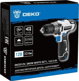 Дрель-шуруповерт аккумуляторная DEKO DKCD12V SNOW WHITE 083-1106