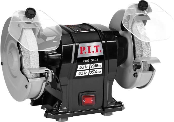 Заточный станок P.I.T. PBG150-C3 электрич., 300 Вт, 2950 об/мин, Ø 150х12.7х20 мм, пылезащита