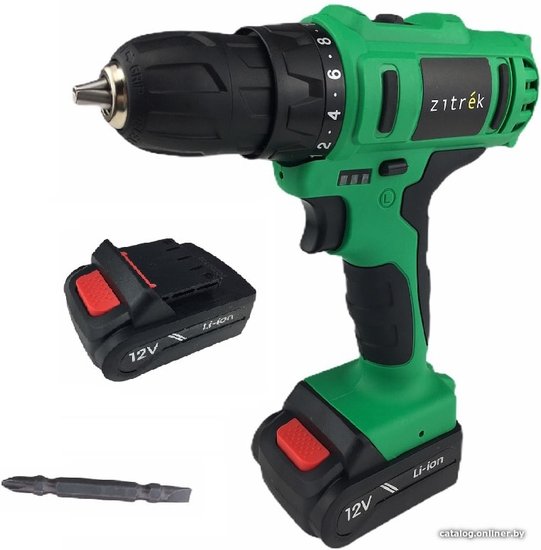 Аккумуляторная дрель-шуруповерт Zitrek Greenpower 12-Li (12В, Li-ion аккумулятор 2шт, ЗУ, кейс, бита) 063-4074