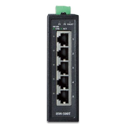 ISW-500T коммутатор для монтажа в DIN рейку/ IP30 Compact size 5-Port 10/100TX Fast Ethernet Switch -40~75 degrees C