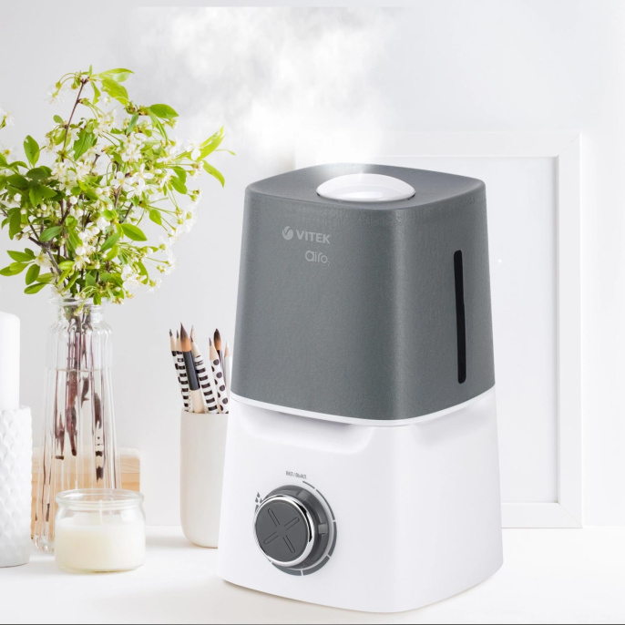 Увлажнитель воздуха ультразвуковой Vitek VT-2334,  2.8л,  белый/серый
