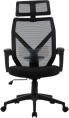 Кресло Cactus CS-MC414-BK, сетка/ткань, до 100кг, топ-ган, шарнирные подлокотники,  черный