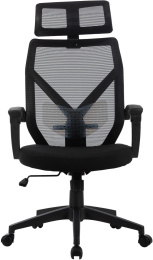 Кресло Cactus CS-MC414-BK, сетка/ткань, до 100кг, топ-ган, шарнирные подлокотники,  черный
