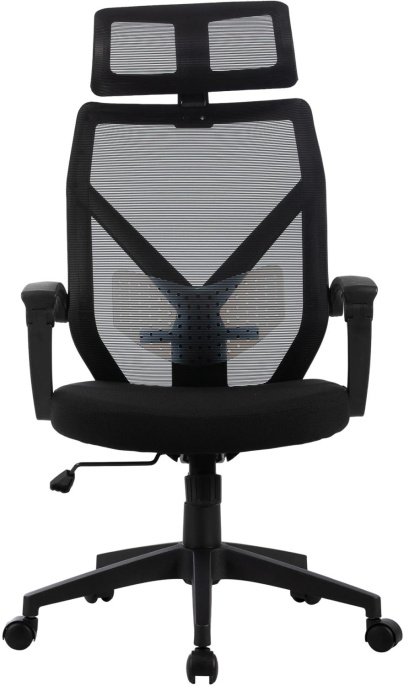 Кресло Cactus CS-MC414-BK, сетка/ткань, до 100кг, топ-ган, шарнирные подлокотники,  черный