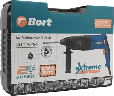 Bort BHD-800x2 93410716 Перфоратор (800W3.5 Дж 2980 об/мин5400 уд/минSDS-Plus3 режима2 ступ.кейсдолото)
