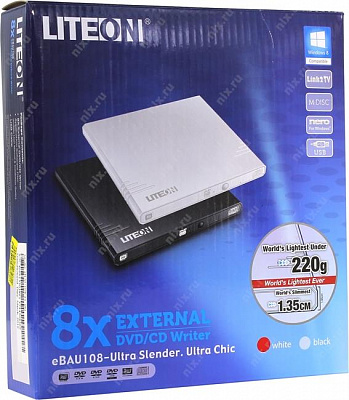 Привод DVD RAM & DVD±R/RW & CDRW LITE-ON eBAU108-21 USB2.0 EXT (RTL)