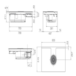 Варочная панель с вытяжкой ELICA, индукционная, 83 см, 4 конфорки, слайдерное управление, Booster, индикация остаточного тепла, таймер, определение наличия посуды, пауза, функция Bridge, 9 уровней мощности NIKOLATESLA ONE EVO BL/A/83-PRF0196318