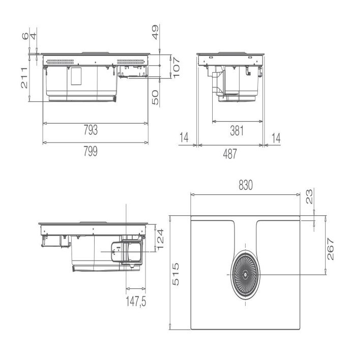 Варочная панель с вытяжкой ELICA, индукционная, 83 см, 4 конфорки, слайдерное управление, Booster, индикация остаточного тепла, таймер, определение наличия посуды, пауза, функция Bridge, 9 уровней мощности NIKOLATESLA ONE EVO BL/A/83-PRF0196318
