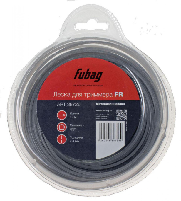 Леска для садовых триммеров FUBAG FR,  2.4мм, 40м [38726]