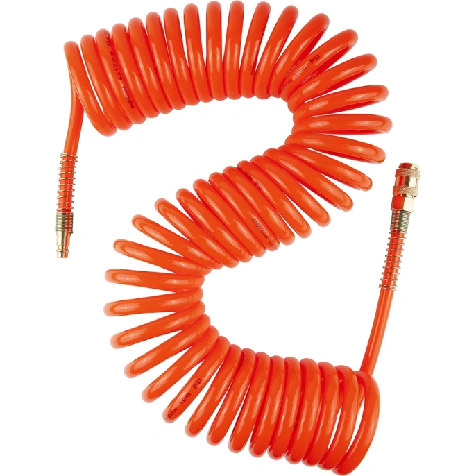 Шланг пневматический спиральный PU с быстросъемными фитингами 8х12 мм; 10 м AV Steel AV-700010