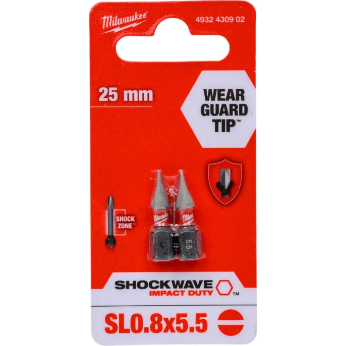 Насадка SHOCKWAVE (SL 0.8x5.5, 25 мм, 2 шт.) Milwaukee 4932430902
