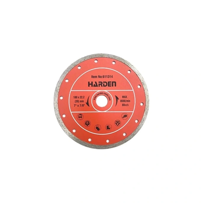 Диск алмазный отрезной сплошной 180x22.2 мм, влажная резка Harden 611314