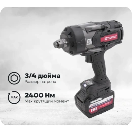Аккумуляторный бесщеточный ударный гайковерт THORVIK BBIW342400 3/4DR, 21В, 2400 Нм 053708