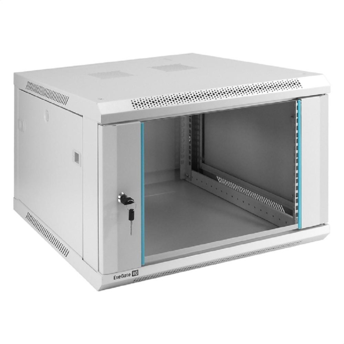 Exegate EX298600RUS Шкаф телекоммуникационный 19" настенный 6U ExeGate EC-WM-6U.600.G.GREY 19”, 6U, 600x600x370mm ШхГхВ , передняя дверь закаленное стекло, съемные боковые панели, пыле- и влагозащит
