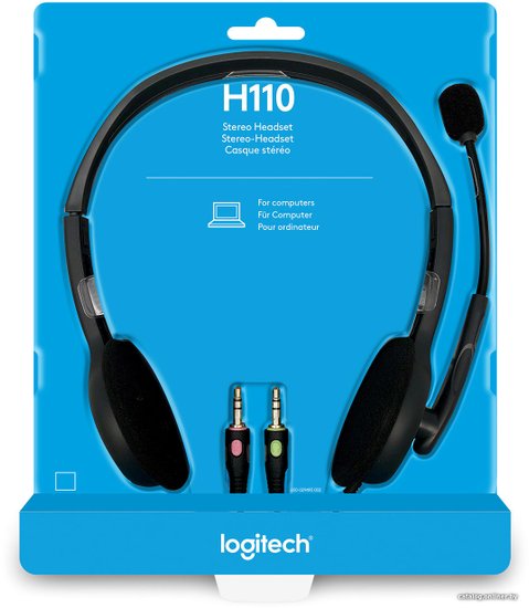Наушники с микрофоном Logitech H110 темно-серый/черный 1.8м накладные оголовье 981-000472/981-000271