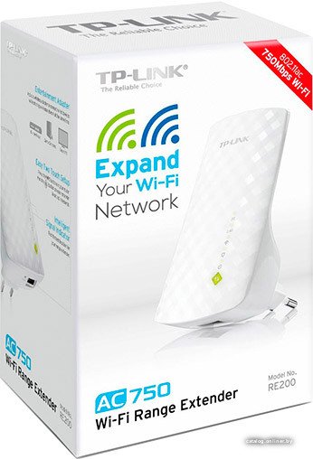 Повторитель беспроводного сигнала TP-Link RE200 AC750 10/100BASE-TX белый