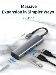 USB-Хаб CABLETIME CB21G (CT-HUBP4-AG) на USB3.0×4 4-в-1