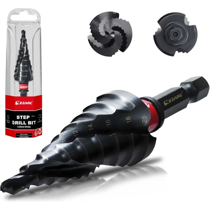 Кобальтовое ступенчатое сверло Ezarc диаметр 4-20 мм, для металла, нержавеющей стали, дерева и пластика 80374202