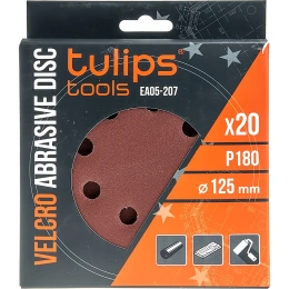 Диск шлифовальный с липучкой, 125 мм, P180, 20 шт Tulips Tools EA05-207