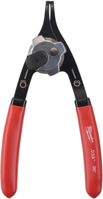 Съемник стопорных колец Milwaukee 90° 0.9мм (4932492489) (полностью преобразуемая металлическая передняя часть обеспечивает устойчивость к износу и предотвращает ухудшение целостности соединений, противоскользящие ручки)