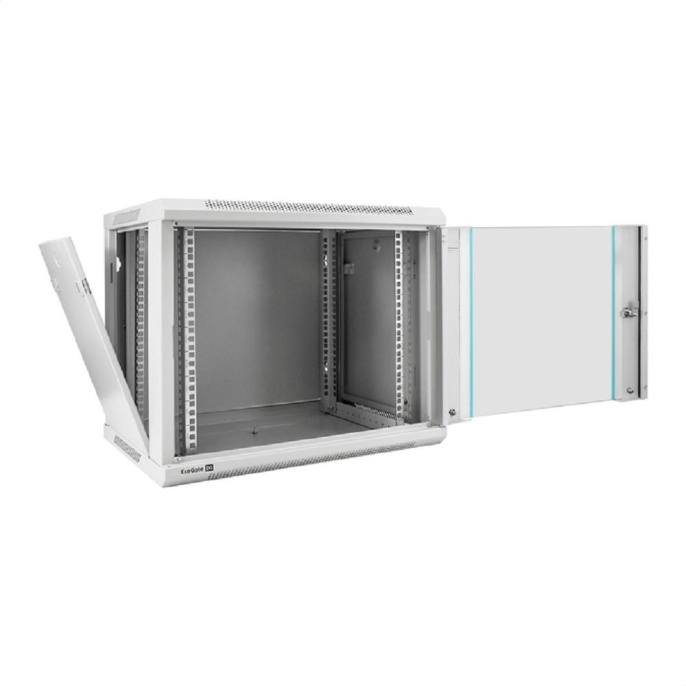 Exegate EX298601RUS Шкаф телекоммуникационный 19" настенный 9U ExeGate EC-WM-9U.450.G.GREY 19”, 9U, 600x450x500mm ШхГхВ , передняя дверь закаленное стекло, съемные боковые панели, пыле- и влагозащит