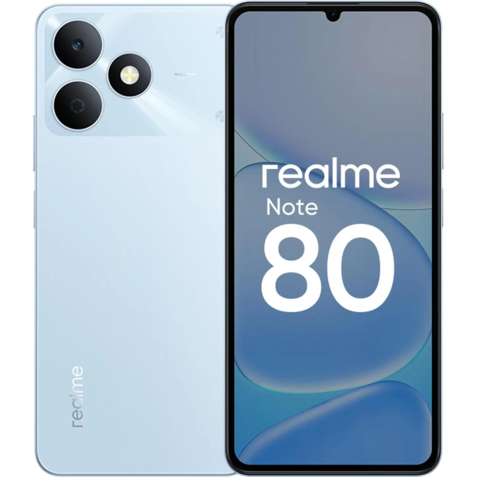 Смартфон realme Note 80 RMX5388 4+64 Голубой 6.74" 1600x720/90Hz/UNISOC T7250/Android 15/8MP/5MP/6300mAh/IP54
