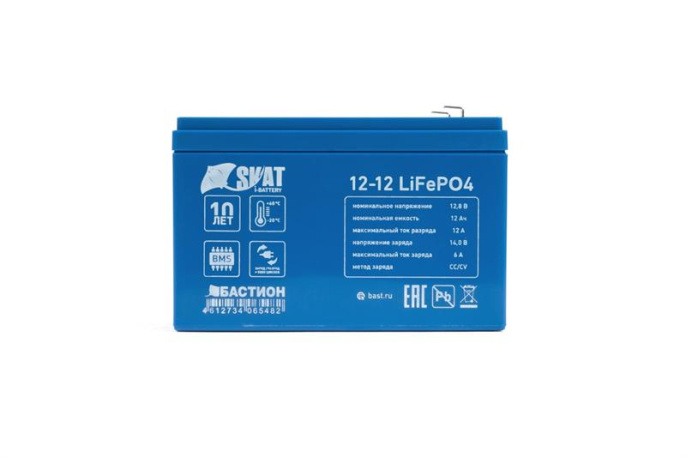 646 Бастион Skat i-Battery 12-12 LiFePO4 АКБ LI-ION 12В/12Ач/F2/-20°C- +60°C/IFR 26650/4S4P/Срок службы 10 лет/5 л.г
